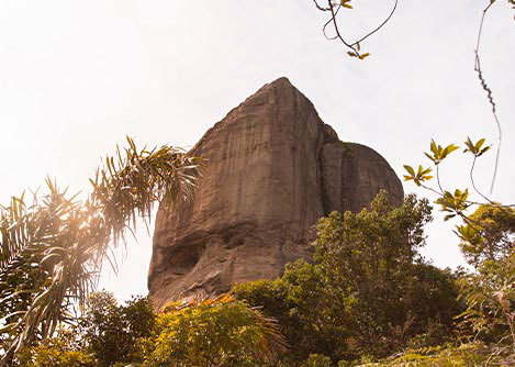 Cabeça do Imperador, a famous rock formation found inside Tijuca National Park in Rio de Janeiro.