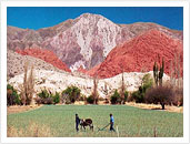 Salt Tour, One of the Multicolored hills in Purnamarca outside Salta city, Argentina Vacation
