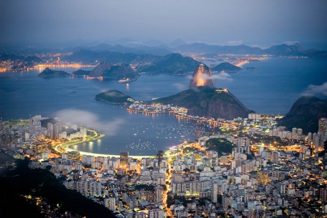 The beautiful Rio skyline at nightfall.