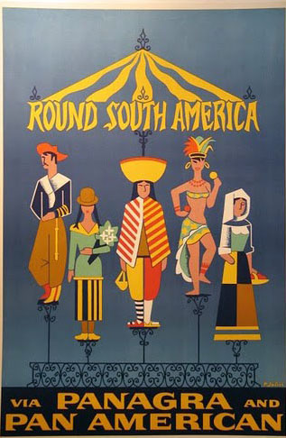Peru Incas Lawler Vintage Airline Travel Poster Metal Tin Sign Pan American 