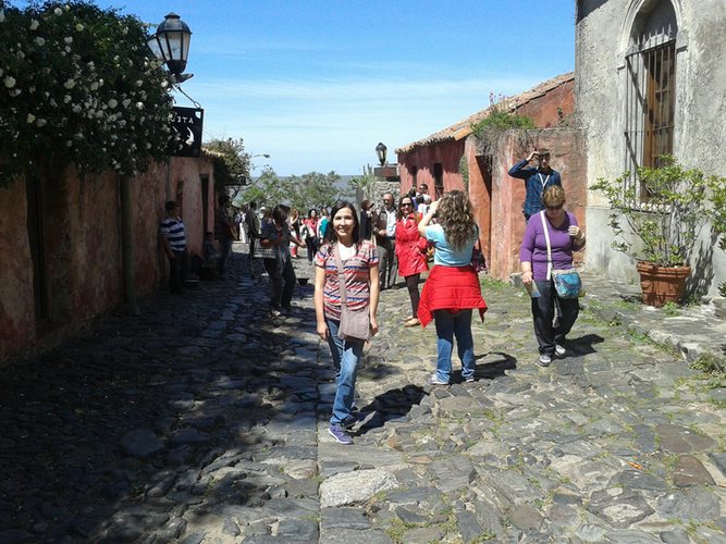 Heidy enjoying the quaint streets of Colonia de Sacramento in Uruguay, not far from Buenos Aires.