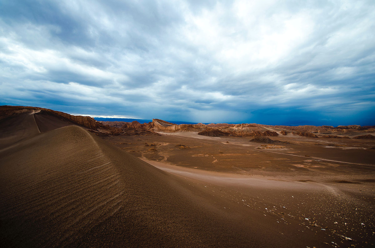 The largest desert in South America, Atacama is full of sand and barren landscapes.