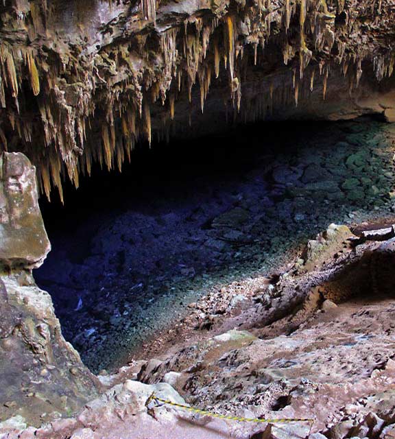 The Gruta do Lago Azul, an impressive lake inside a cave located near the city of Bonito in Brazil.