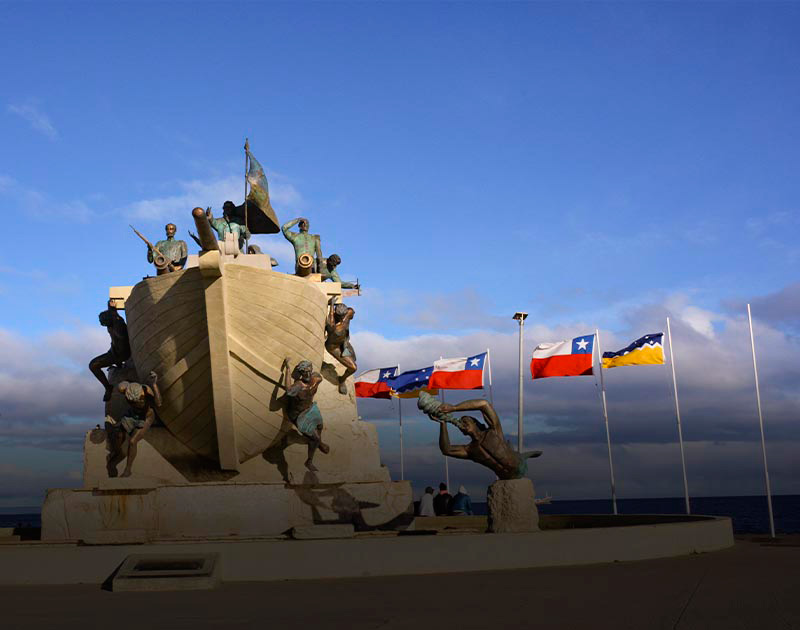 A monument commemorating the Goleta Ancud which claimed sovereignty over the Strait of Magellan.