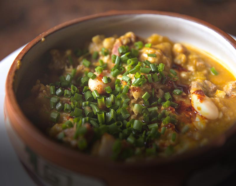 A bowl of locro, a traditional Argentinian stew that is very typical of the northwestern region.