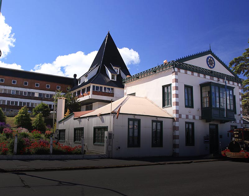 The exterior of the End of the World Museum in Ushuaia, home to a collection of historic artifacts.