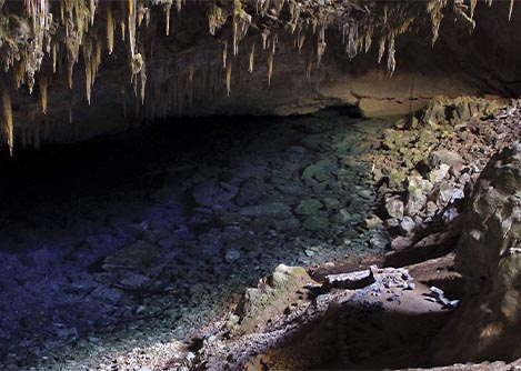 The Gruta do Lago Azul, an impressive lake inside a cave located near the city of Bonito in Brazil.