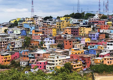 The colorful buildings of Las Peñas, the most historic neighborhood in Guayaquil.