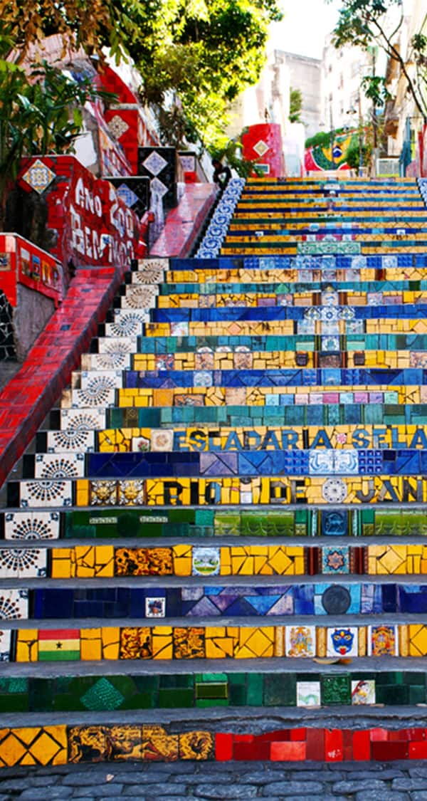 The colorful Selaron Steps, a famous work of art and one of Rio's most popular tourist attractions.