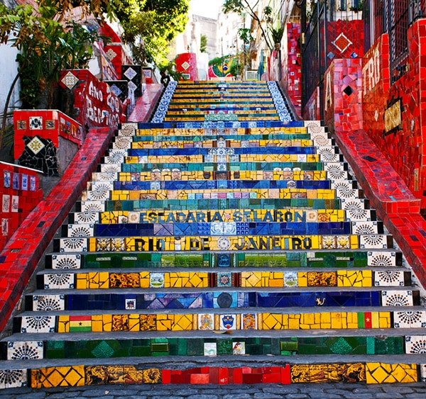 The colorful Selaron Steps, a famous work of art and one of Rio's most popular tourist attractions.