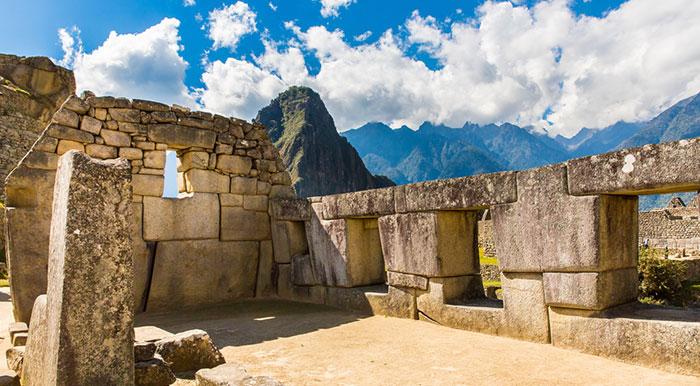 The temple of the 3 windows, one of the most famous sites inside the citadel of Machu Picchu.