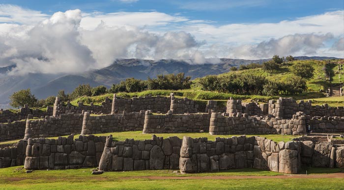 The massive stone walls of Sacsayhuaman, an important Inca fortress overlooking Cusco.