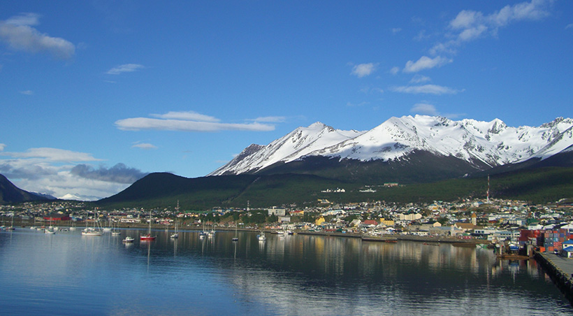 The port of Ushuaia, southernmost city in the world and the embarkation point for Antarctica.