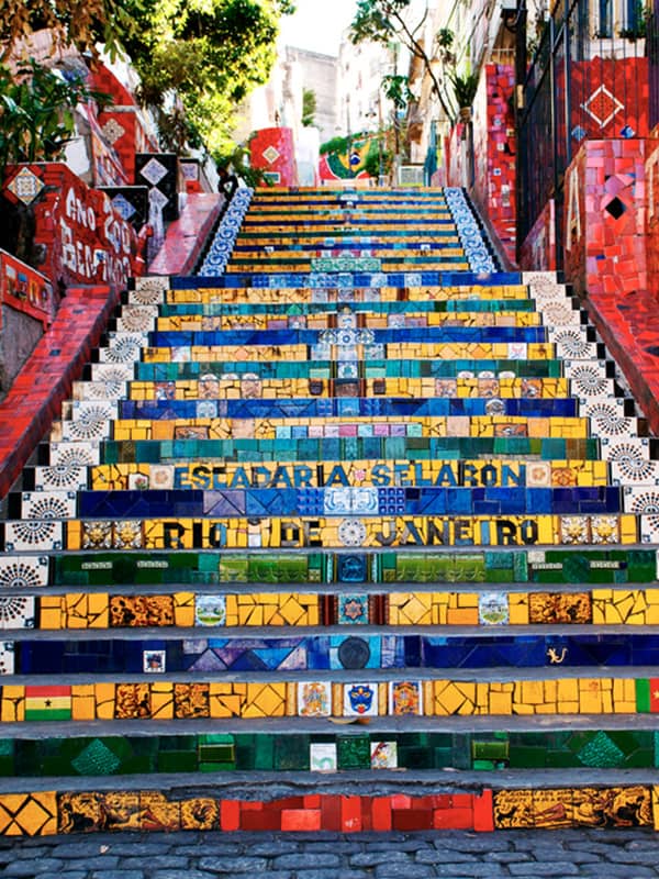 The colorful Selaron Steps, a famous work of art and one of Rio's most popular tourist attractions.