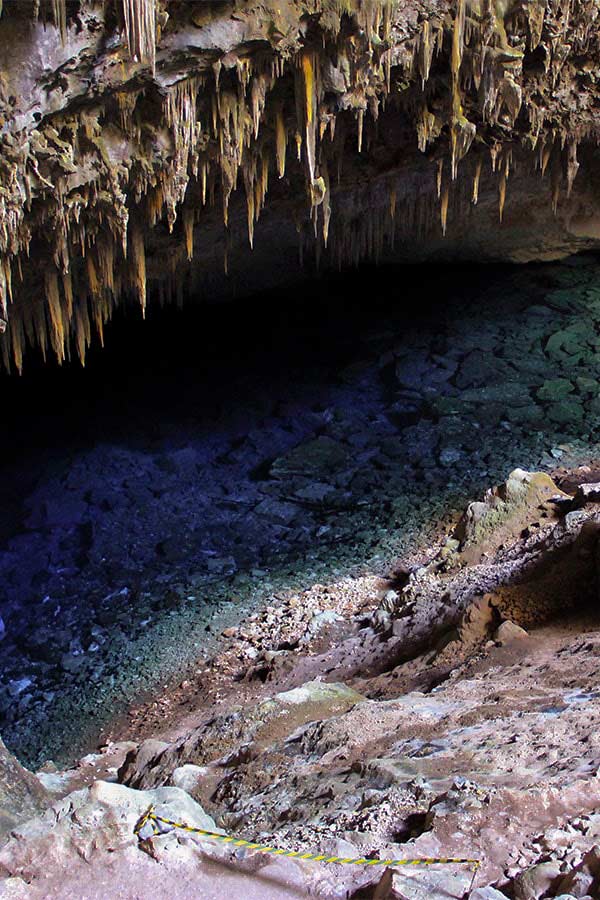 The Gruta do Lago Azul, an impressive lake inside a cave located near the city of Bonito in Brazil.