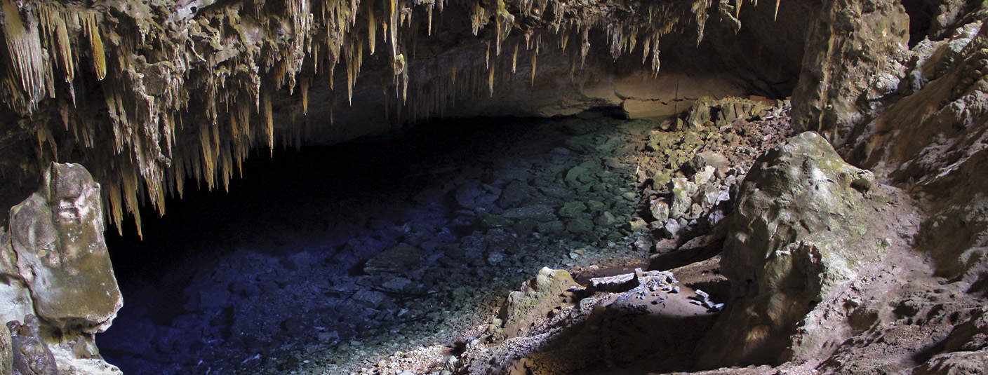 The Gruta do Lago Azul, an impressive lake inside a cave located near the city of Bonito in Brazil.