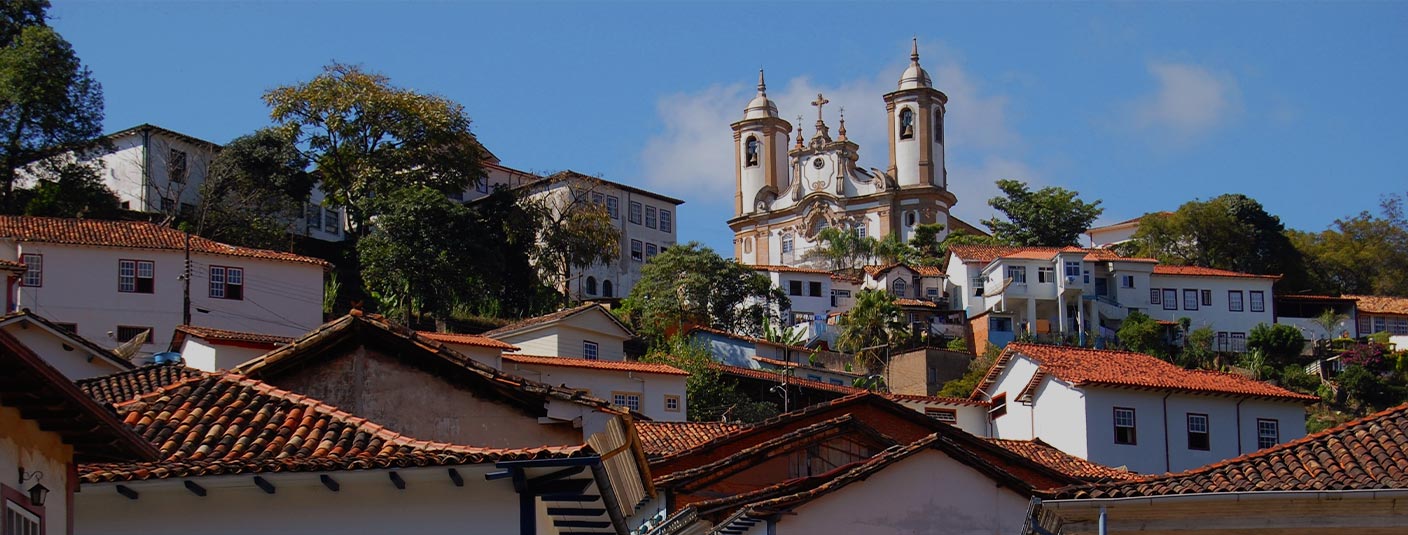 The impressive Nossa Senhora do Carmo church, towering over the town of Ouro Preto.