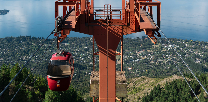 Cable car overlooking the city of Bariloche, Argentina