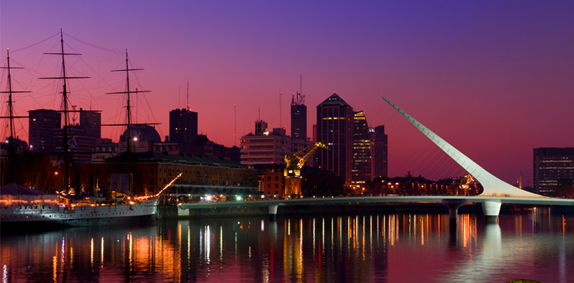 The puente de la Mujeres, a famous bridge located in the Puerto Madero district of Buenos Aires