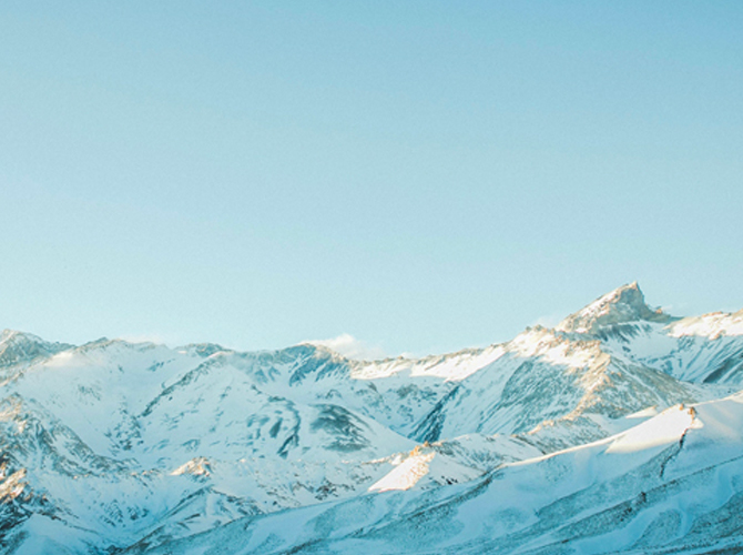 Snowy mountain tops in Las Leñas, Argentina