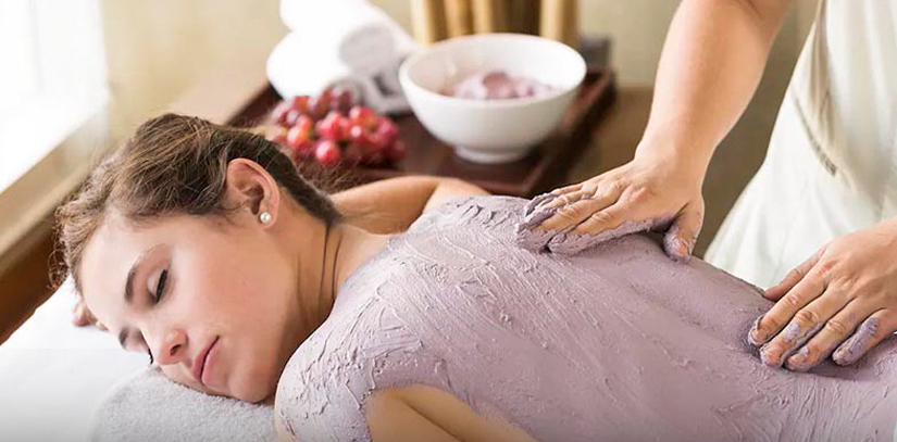 A woman getting a relaxing massage in the Park Hyatt Hotel in Mendoza Argentina