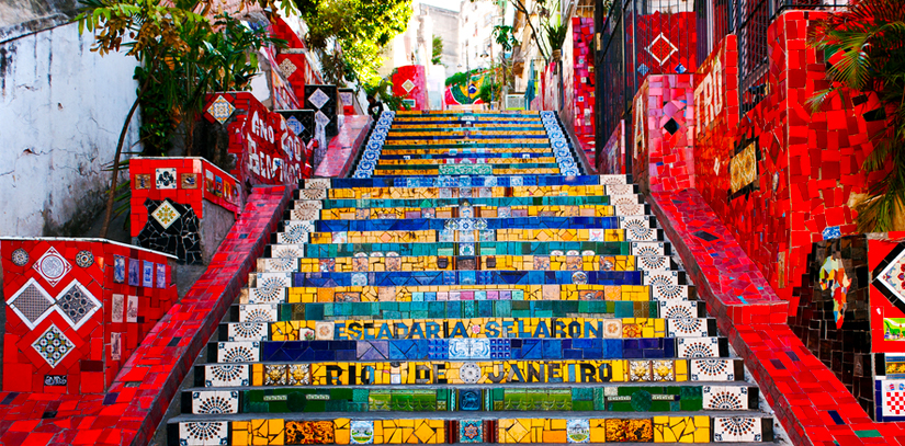 The colourful Selaron Steps, a famous work of art and one of Rio's most popular tourist attractions