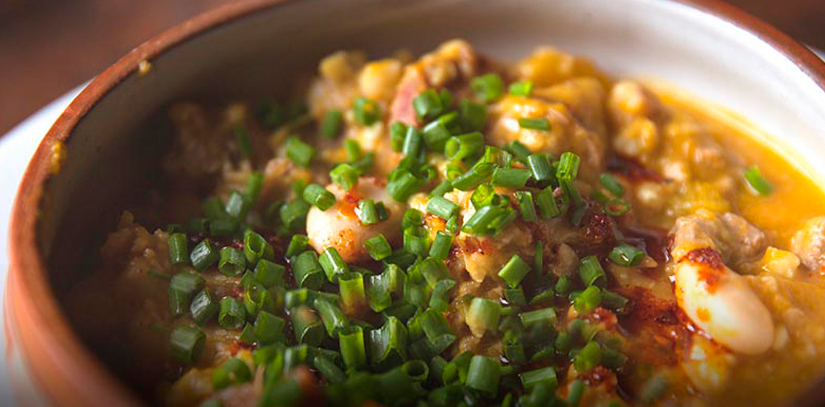 A bowl of locro, a traditional Argentinian stew that is very typical of the northwestern region