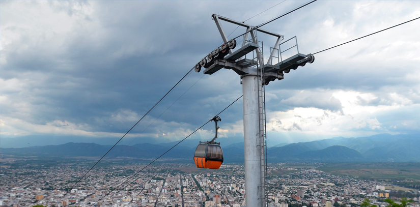 A panoramic view of a teleferico in Salta, Argentina