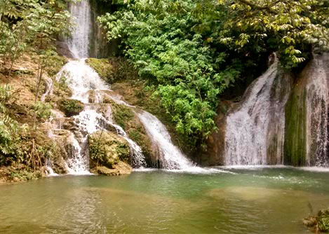 Waterfalls along the Fermoso River in Bonito, one of the best places in Brazil for hiking.