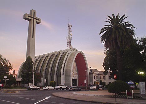 The St. Charles Borromeo Cathedral, a modernist cathedral located in the center of Chillán.