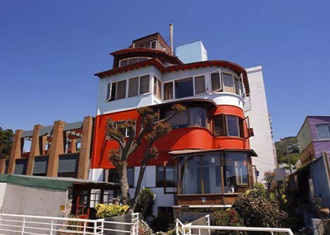 La Sebastiana, a multi-storied home in Valparaiso that was the house of Chilean poet Pablo Neruda.